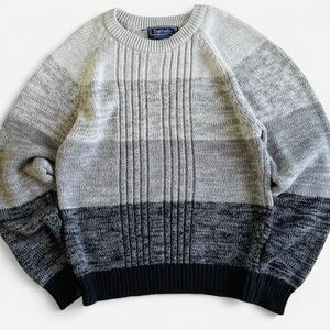 Vintage Barnaby Grey Striped Knit Crewneck Pullover Sweater